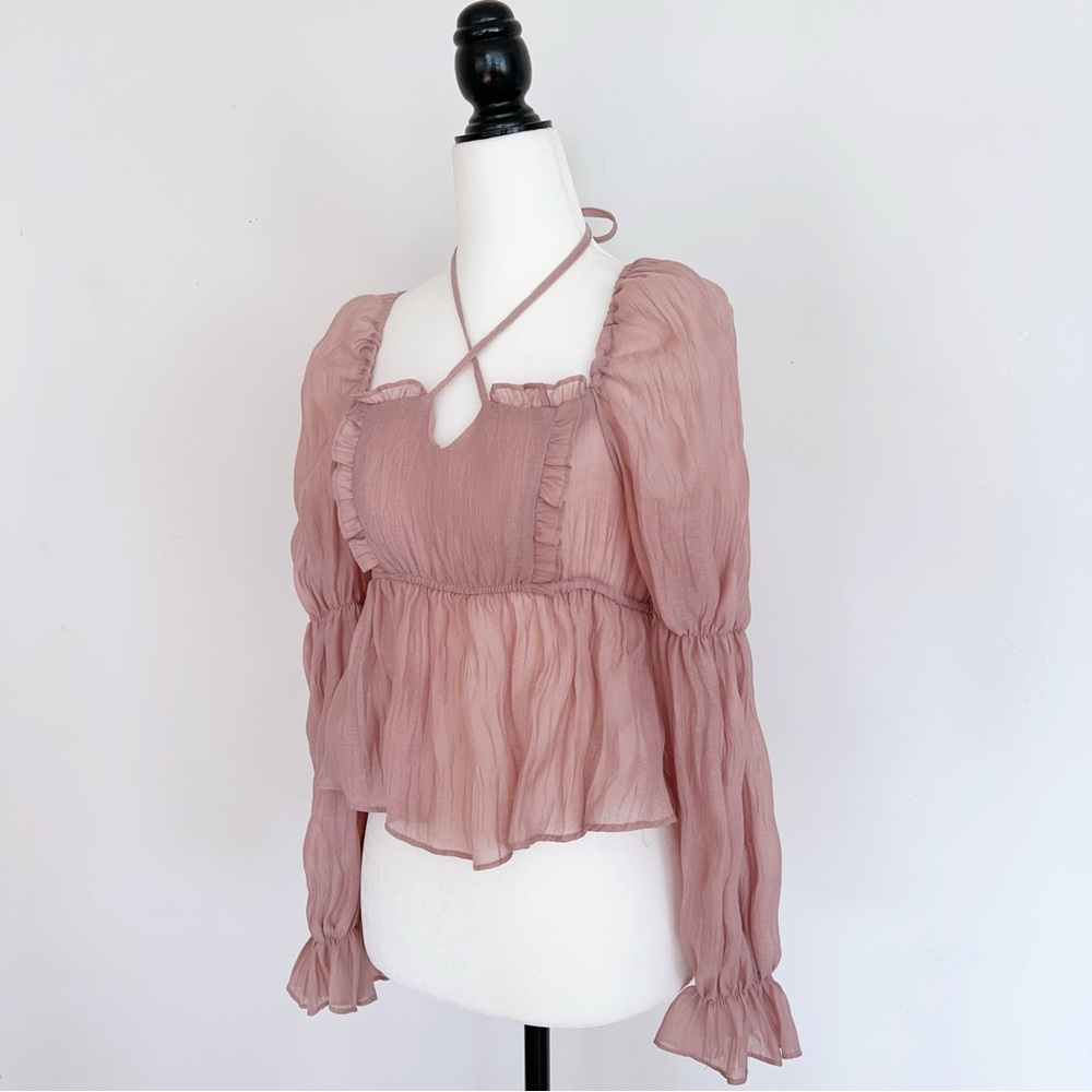 Fairycore Sheer Blouse – Soft Romantic Puff Sleeve Top！100% new condition! - Picture 3 of 10
